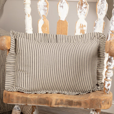 Sawyer Mill Charcoal Ticking Stripe Fabric Pillow 14x22 VHC Brands - The Fox Decor